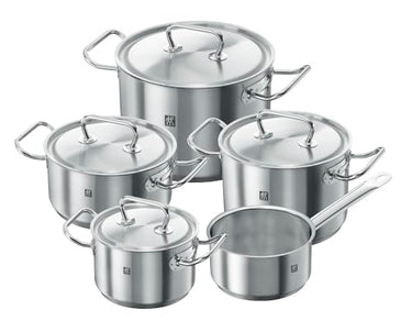 ZWILLING 5-piece cooking pot set with 4 lids, suitable for induction cookers, stainless steel, Twin Classic on sale